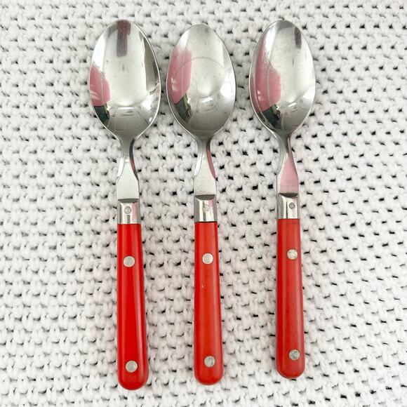 Washington Forge WF Mardi Gras Red Handle Stainless Steel Set 3 Dinner Spoons - Picture 1 of 5